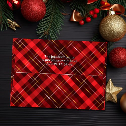 Red Plaid Tartan Traditional Christmas Pattern Envelope