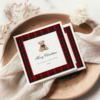 Red Plaid Teddy Bear Christmas Party