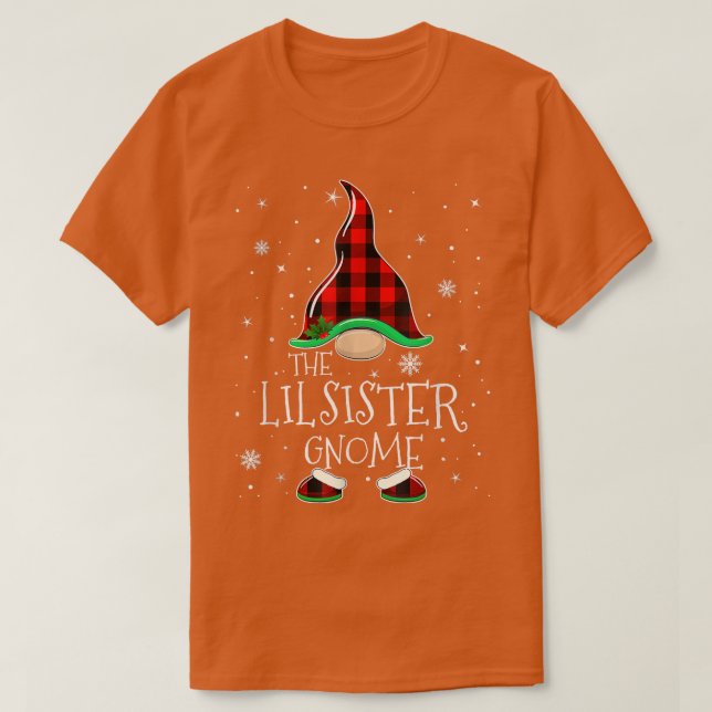 Red Plaid The Lil Sister Gnome Family Christmas Pa T-Shirt (Design Front)