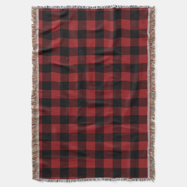 Red Plaid Throw Blanket (Front Vertical)