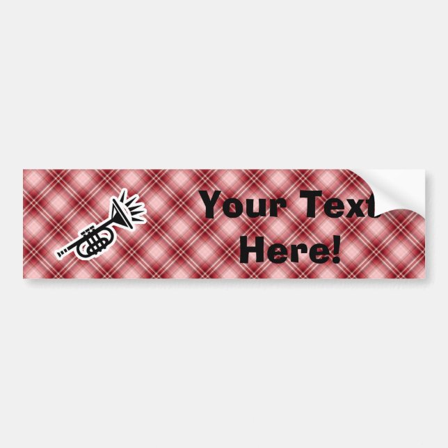 Red Plaid Trumpet Bumper Sticker (Front)