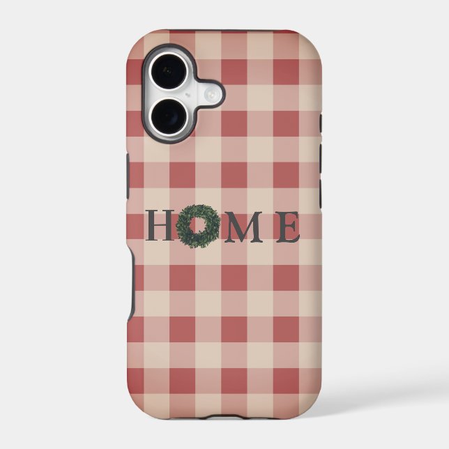 Red Plaid Typography HOME Country Pattern Iphone Case (Back)