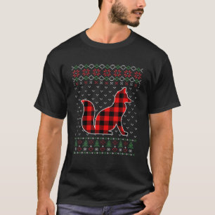 Red Plaid Ugly Christmas Ostrich Animals Xmas Paja T-Shirt