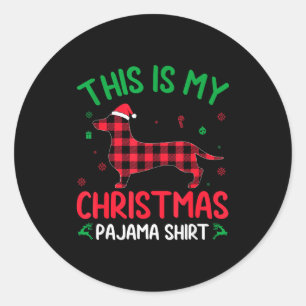 Red Plaid Ugly This Is My Dachshund Dog Christmas  Classic Round Sticker