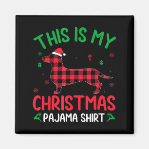 Red Plaid Ugly This Is My Dachshund Dog Christmas  Magnet