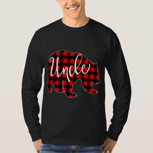 Red Plaid Uncle Bear Matching Family Christmas Eve T_Shirt