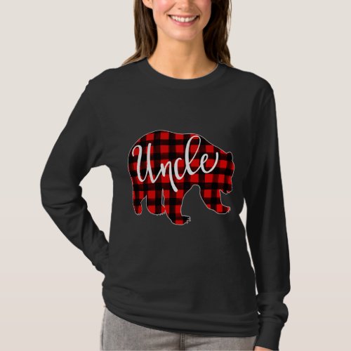 Red Plaid Uncle Bear Matching Family Christmas Eve T_Shirt