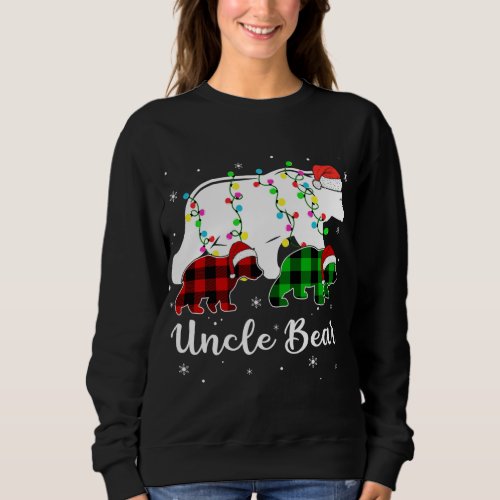 Red Plaid Uncle Bear Pajama Matching Family Christ Sweatshirt