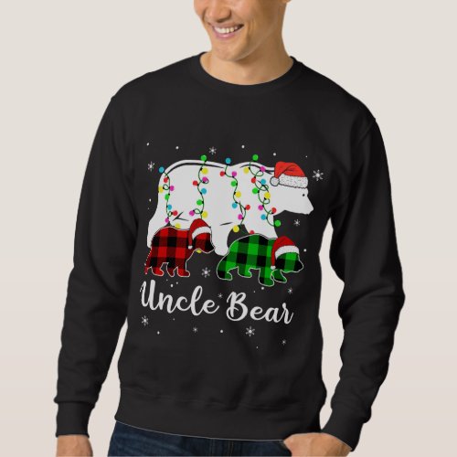 Red Plaid Uncle Bear Pajama Matching Family Christ Sweatshirt