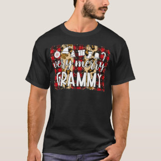 Red Plaid Very Merry Grammy Family Matching Christ T-Shirt