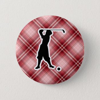 Red Plaid Vintage Golfer Pinback Button by SportsWare at Zazzle