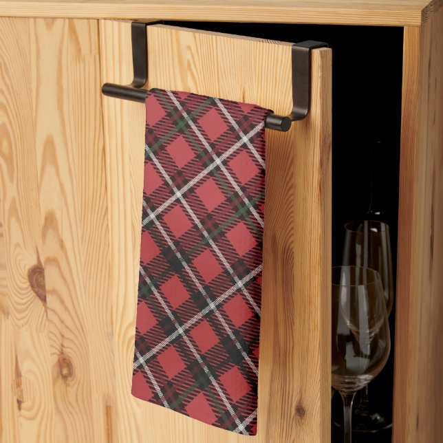Red Plaid Vintage Kitchen Towel (Thirds Fold)