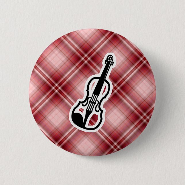 Red Plaid Violin Button (Front)