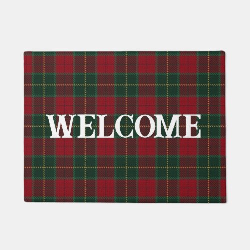 Red Plaid Welcome Doormat