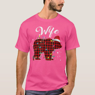 Red Plaid Wife Bear Matching Buffalo Pajama  T-Shirt
