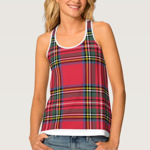 Red Plaid Women Relaxed Racerback Tank Top