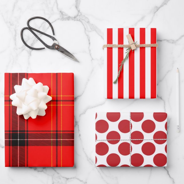 Red Plaid Wrapping Paper Sheets (Front)