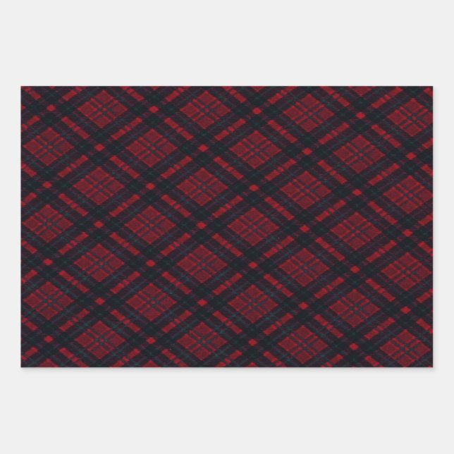 Red Plaid  Wrapping Paper Sheets (Front)