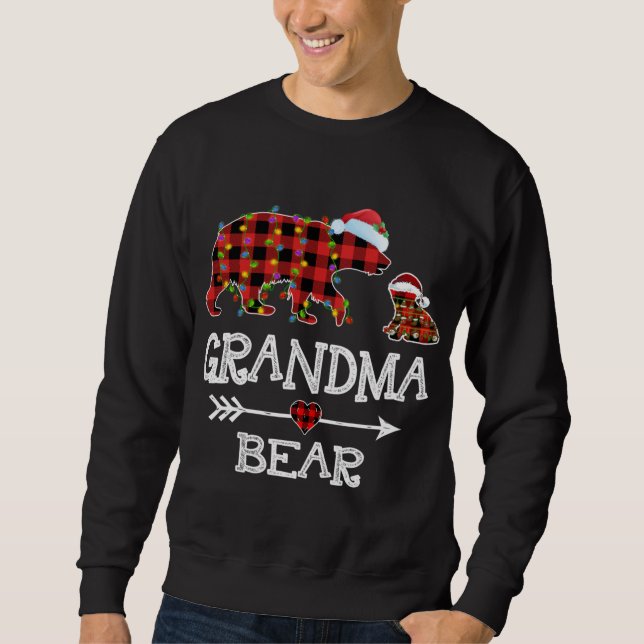 Red Plaid Xmas Matching Family Christmas Grandma B Sweatshirt (Front)