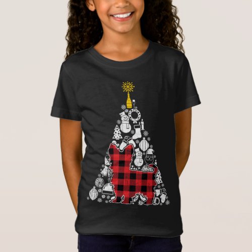 Red Plaid Yorkshire Yorkie Dog Christmas Tree Orna T_Shirt