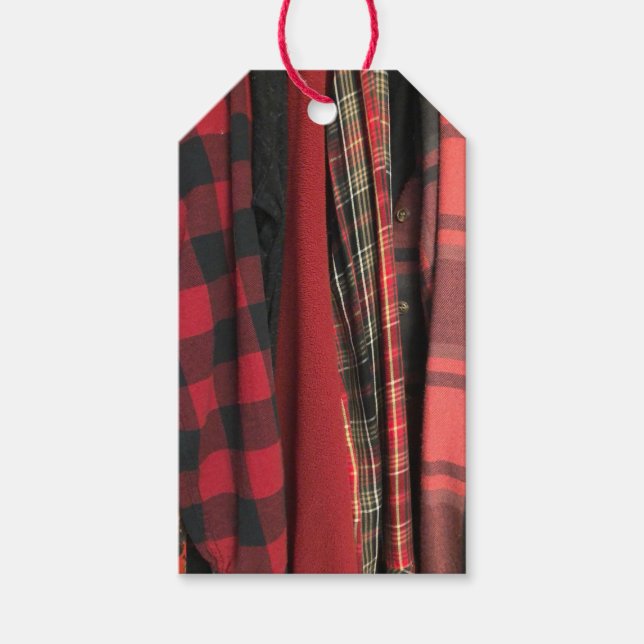 Red plaids and prints gift tags (Front)