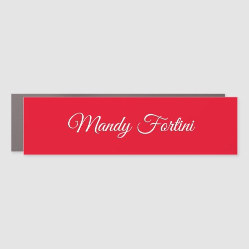 Red Plain Elegant Minimalist Calligraphy Car Magnet