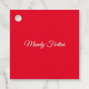Red Plain Elegant Minimalist Calligraphy Favor Tags