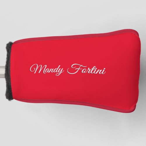 Red Plain Elegant Minimalist Calligraphy Golf Head Cover