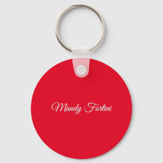 Red Plain Elegant Minimalist Calligraphy Keychain