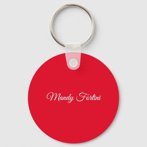 Red Plain Elegant Minimalist Calligraphy Keychain