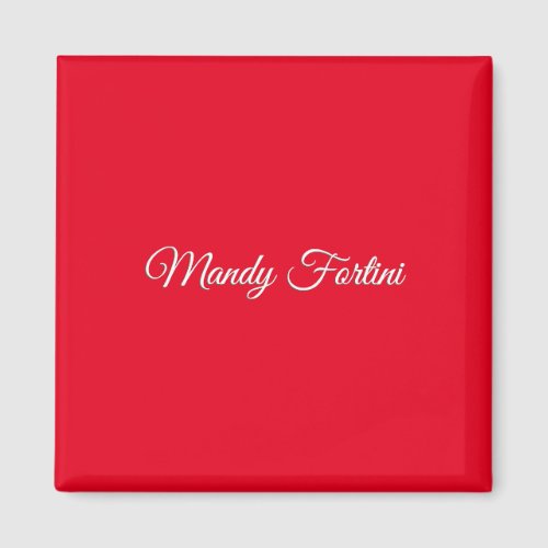 Red Plain Elegant Minimalist Calligraphy Magnet