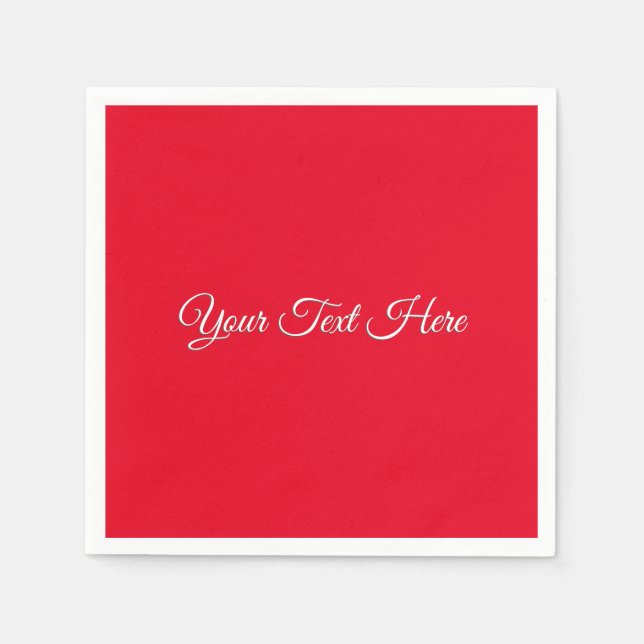 Red Plain Elegant Minimalist Calligraphy Napkins (Front)