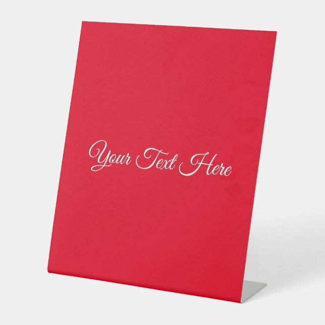 Red Plain Elegant Minimalist Calligraphy Pedestal Sign (Front)