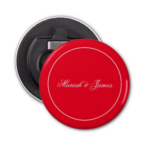 Red Plain Elegant Minimalist Names Calligraphy Bottle Opener