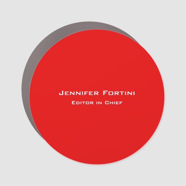 Red Plain Elegant Modern Minimalist Car Magnet (Front)