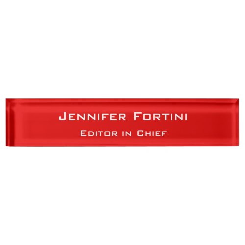 Red Plain Elegant Modern Minimalist Desk Name Plate