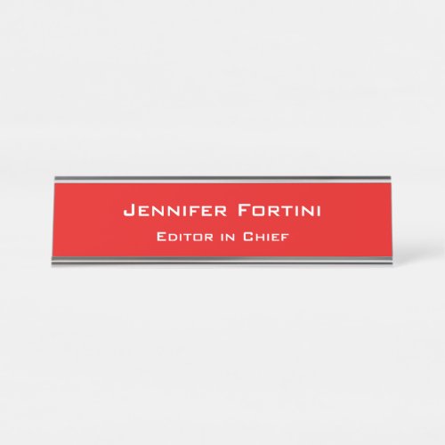 Red Plain Elegant Modern Minimalist Desk Name Plate