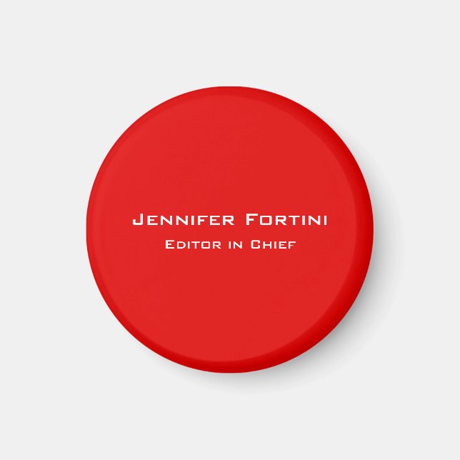 Red Plain Elegant Modern Minimalist Magnet (Front)