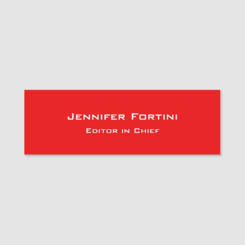 Red Plain Elegant Modern Minimalist Name Tag