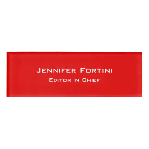 Red Plain Elegant Modern Minimalist Name Tag