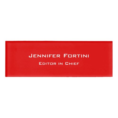 Red Plain Elegant Modern Minimalist Name Tag