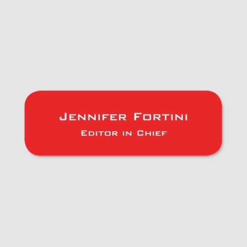 Red Plain Elegant Modern Minimalist Name Tag