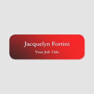 Red Plain Elegant Modern Minimalist Name Tag