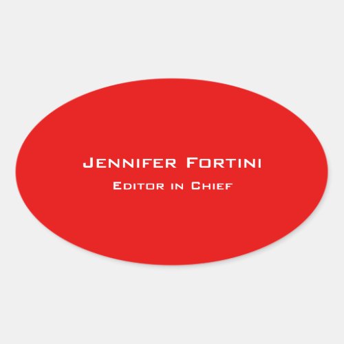 Red Plain Elegant Modern Minimalist Oval Sticker