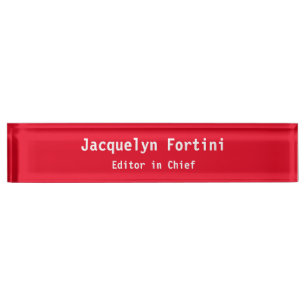 Red Plain Elegant Modern Minimalist Simple Desk Name Plate