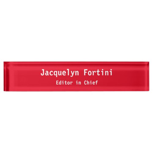 Red Plain Elegant Modern Minimalist Simple Desk Name Plate