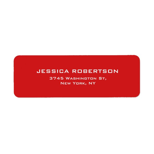 Red Plain Elegant Modern Trendy Label (Front)