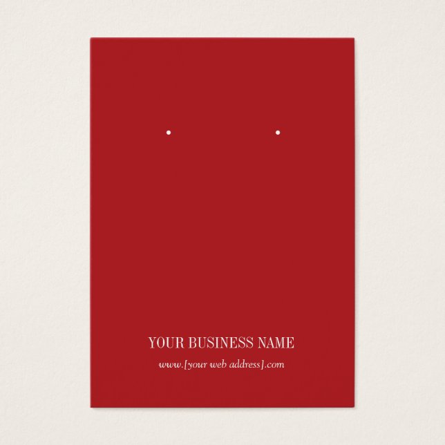 Red Plain Simple Custom Earring Card (Front)