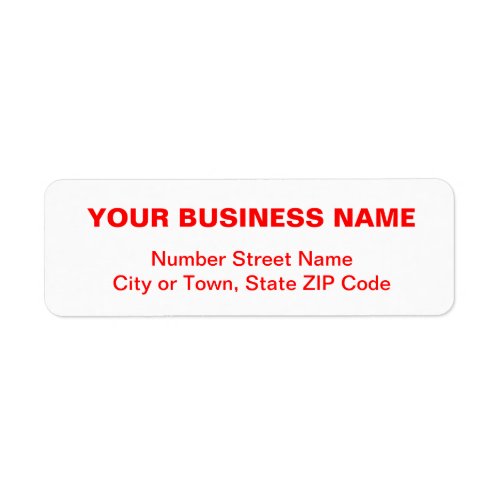 Red Plain Texts Business Return Address Label