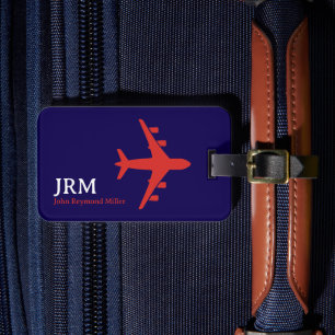 Red Plane on Blue Personalized Travel Luggage Tag